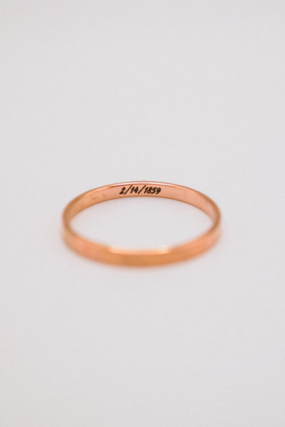 Custom Date Engraved Mirror Band, 14K Gold Fill, Rose Gold Fill or Sterling Silver