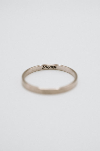 Custom Date Engraved Mirror Band, 14K Gold Fill, Rose Gold Fill or Sterling Silver