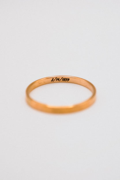 Custom Date Engraved Mirror Band, 14K Gold Fill, Rose Gold Fill or Sterling Silver