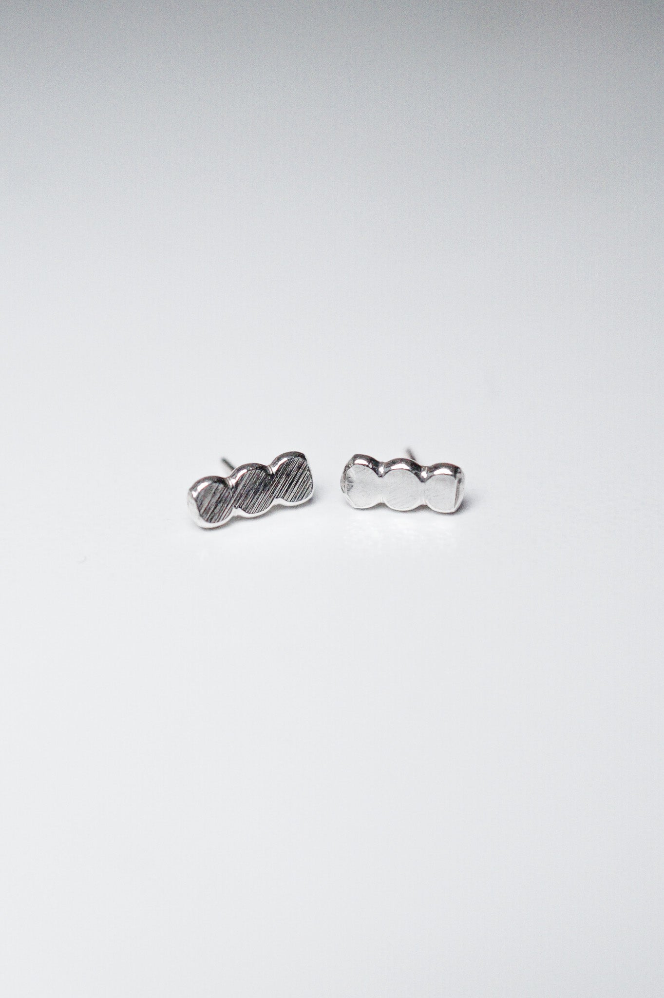 Hammered Bead Flat Back Stud Earring