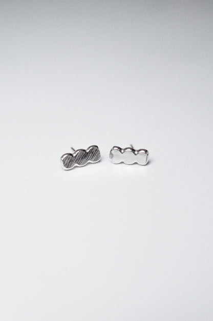 Hammered Bead Flat Back Stud Earring