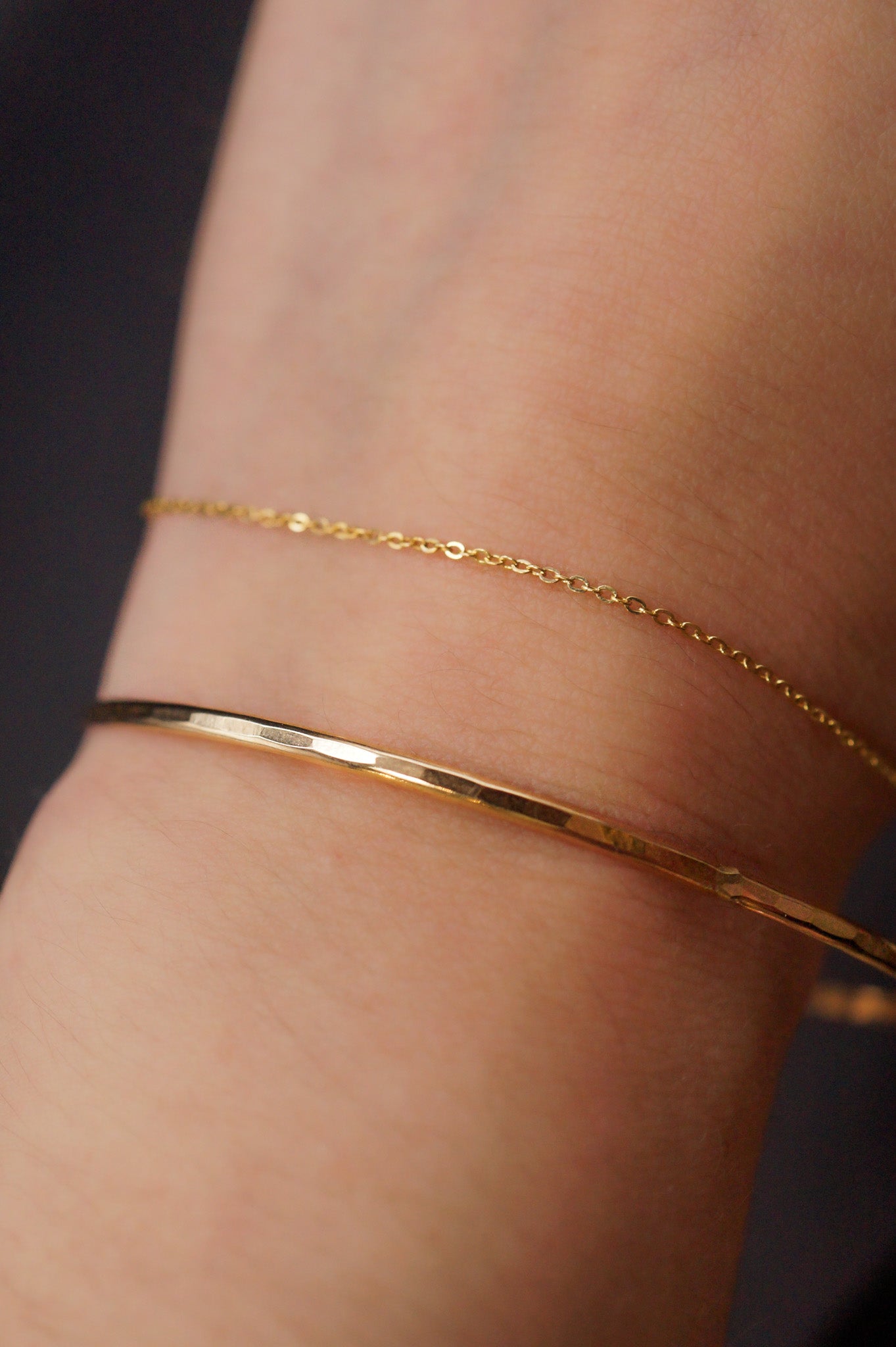 Tiny Monogram & Bangle Set, 14K Gold Fill