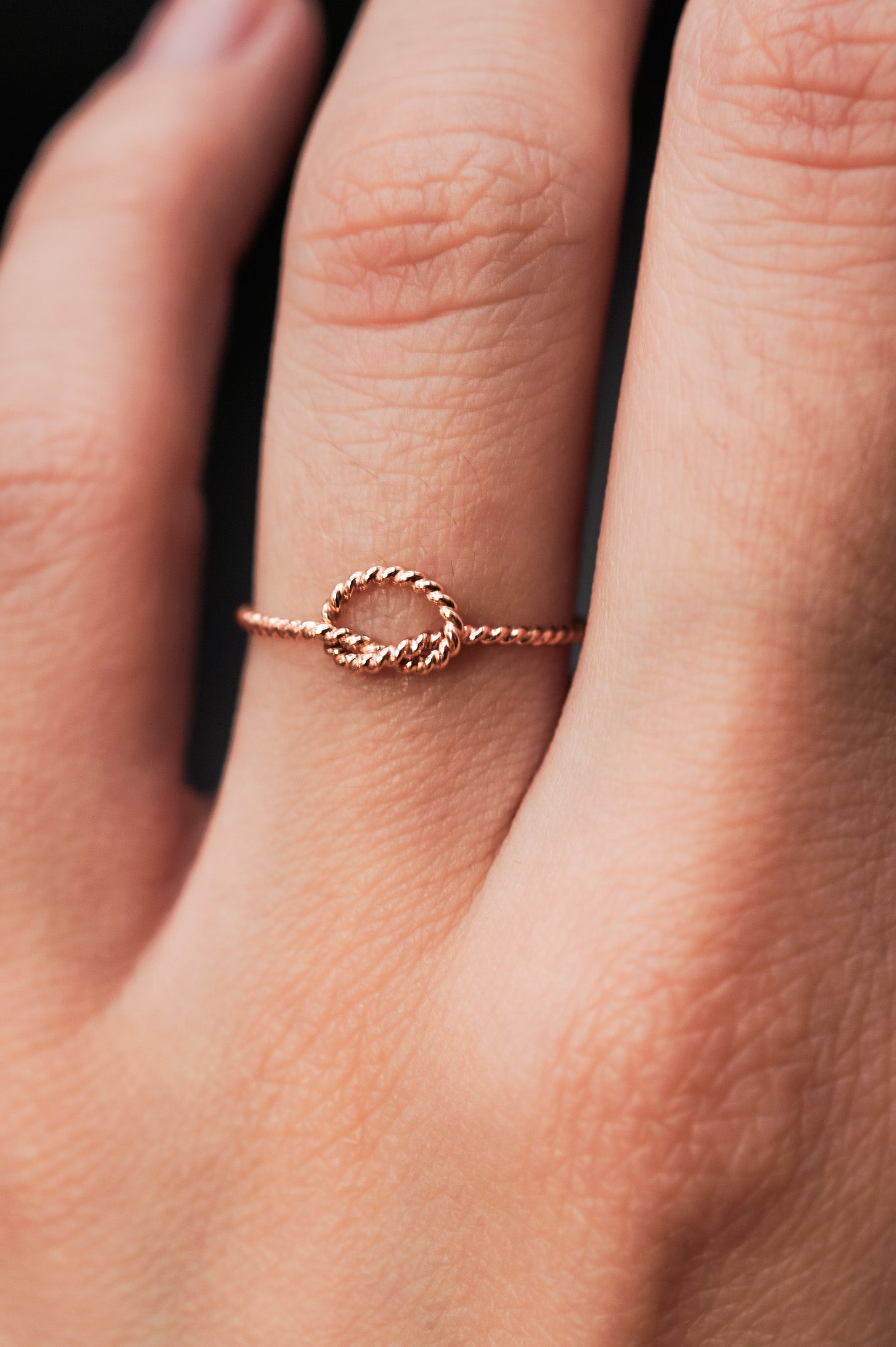 Twist Open Knot Ring, Solid 14K Rose Gold