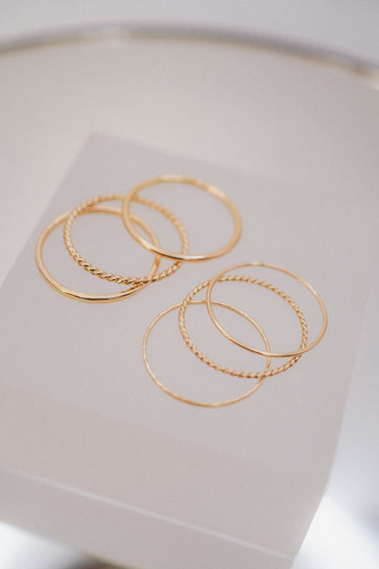 Twist Set of 3 Stacking Rings, 14K Gold Fill