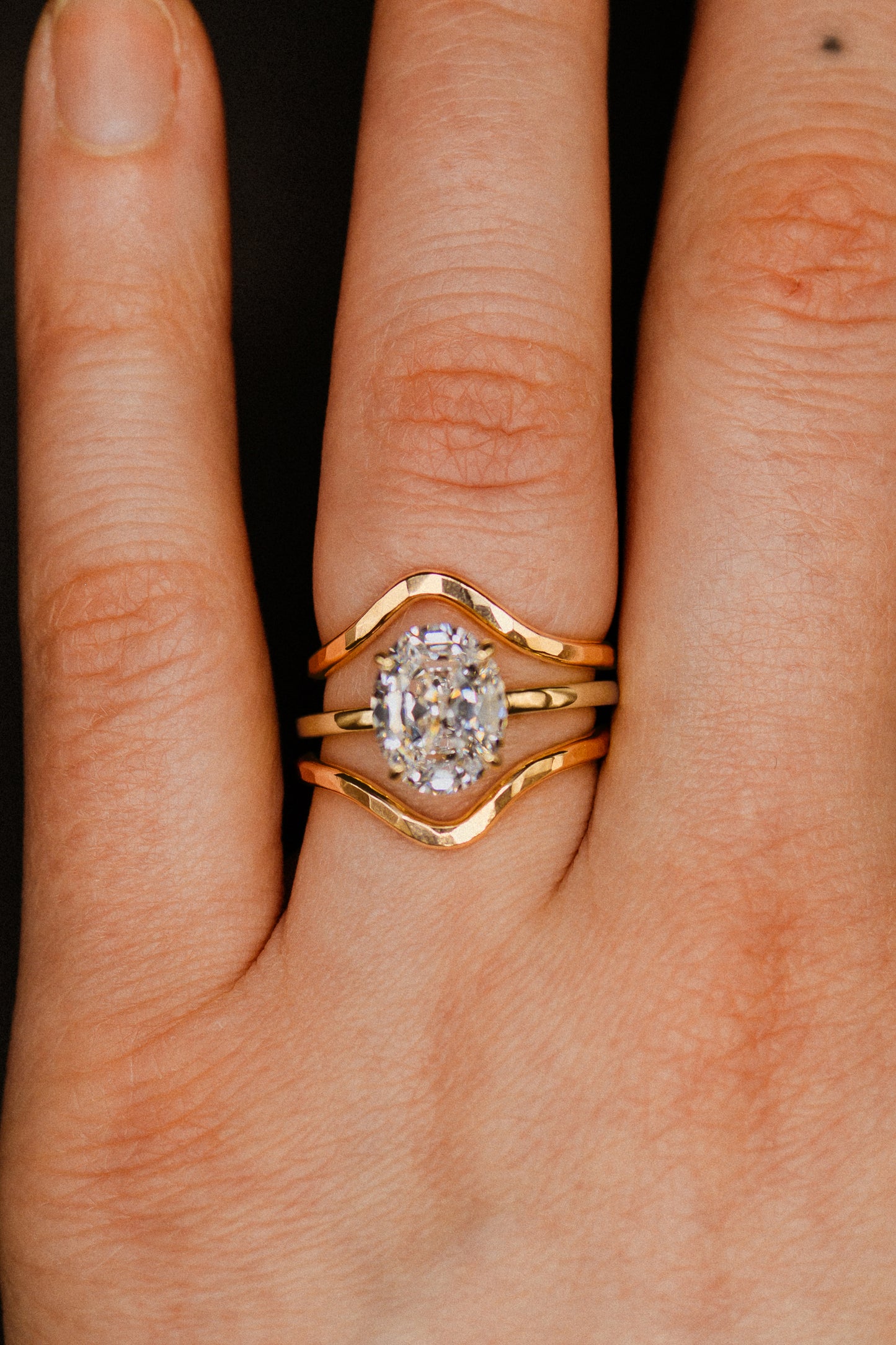 Teardrop Set of 2 Stacking Rings in Gold, Rose Gold or Silver