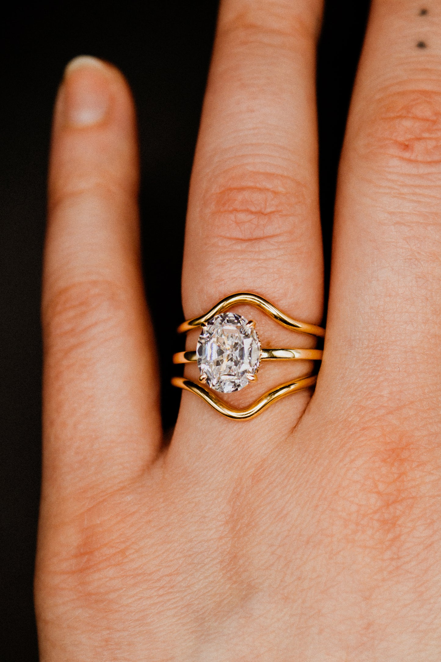 Teardrop Set of 2 Stacking Rings in Gold, Rose Gold or Silver