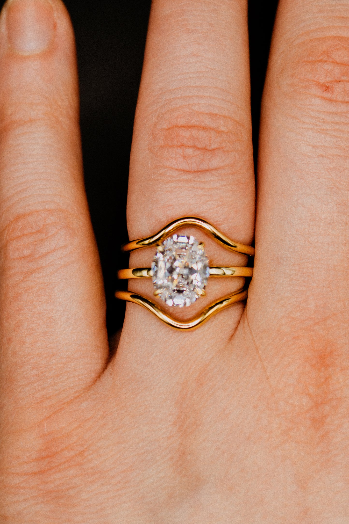 Teardrop Set of 2 Stacking Rings in Gold, Rose Gold or Silver