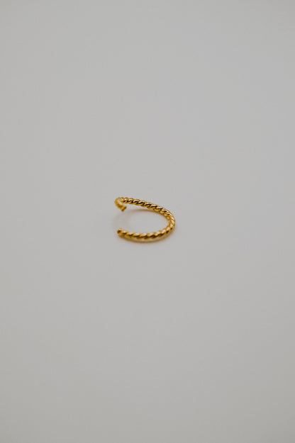 Twist Huggie Hoop Earring in Solid 14K Gold