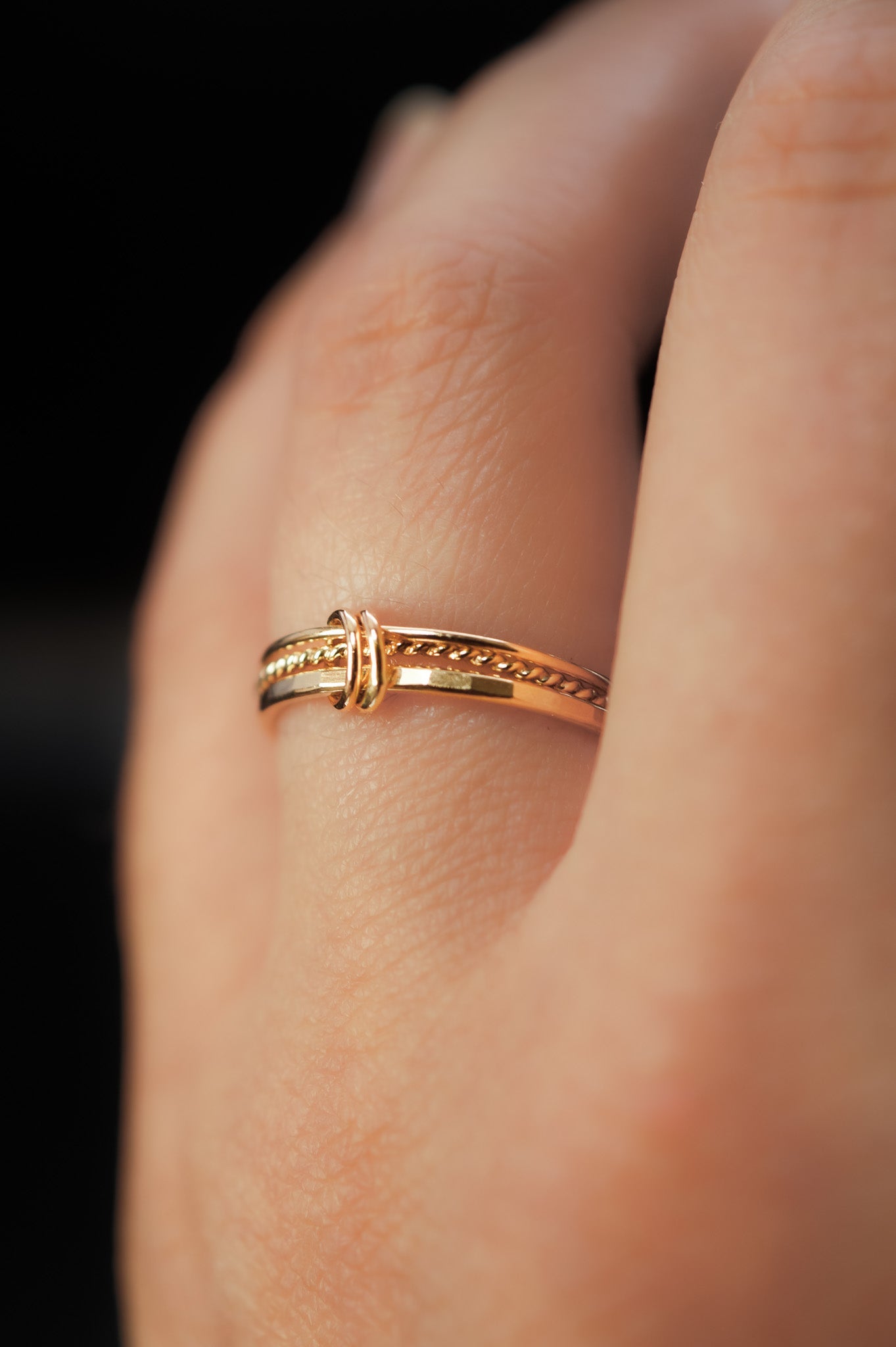 Duo Link Ring, Solid 14K Gold