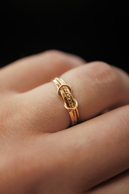 Duo Link Ring, Solid 14K Gold