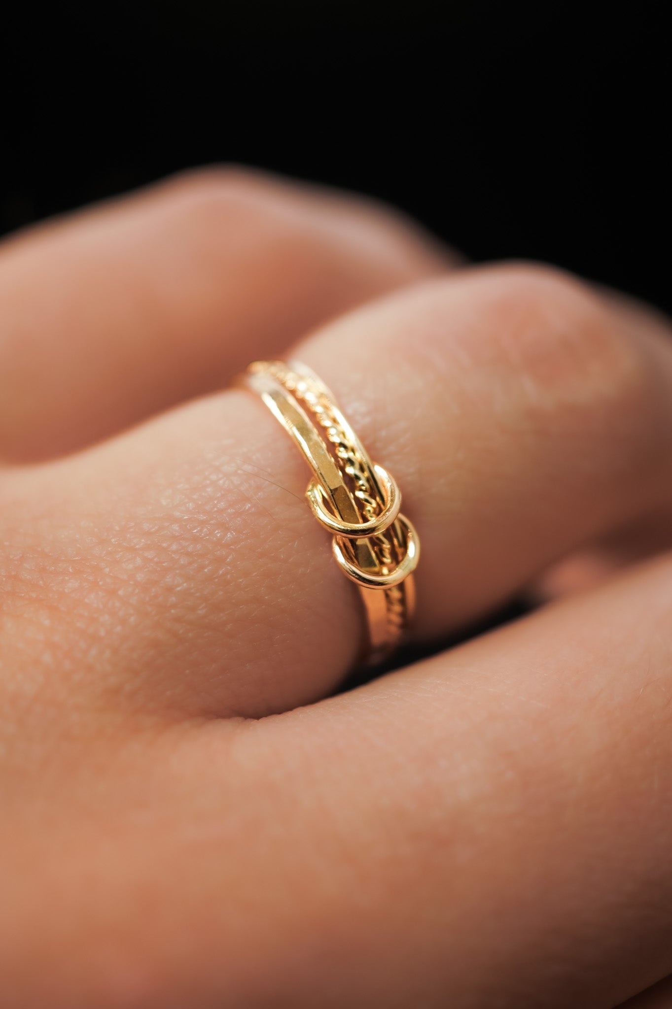 Duo Link Ring, Solid 14K Gold