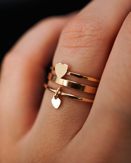 Lover's Charm Set of 3 Stacking Rings, Gold Fill