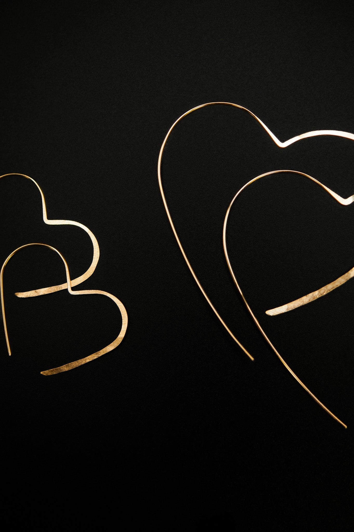 Mini Open Heart Hoop Earrings, Solid 14K Gold or Rose Gold