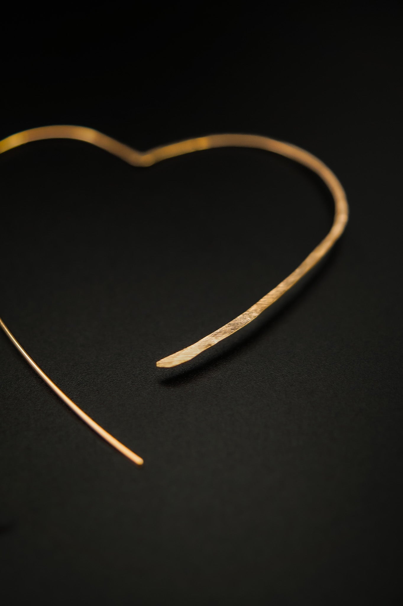 Mini Open Heart Hoop Earrings, Solid 14K Gold or Rose Gold