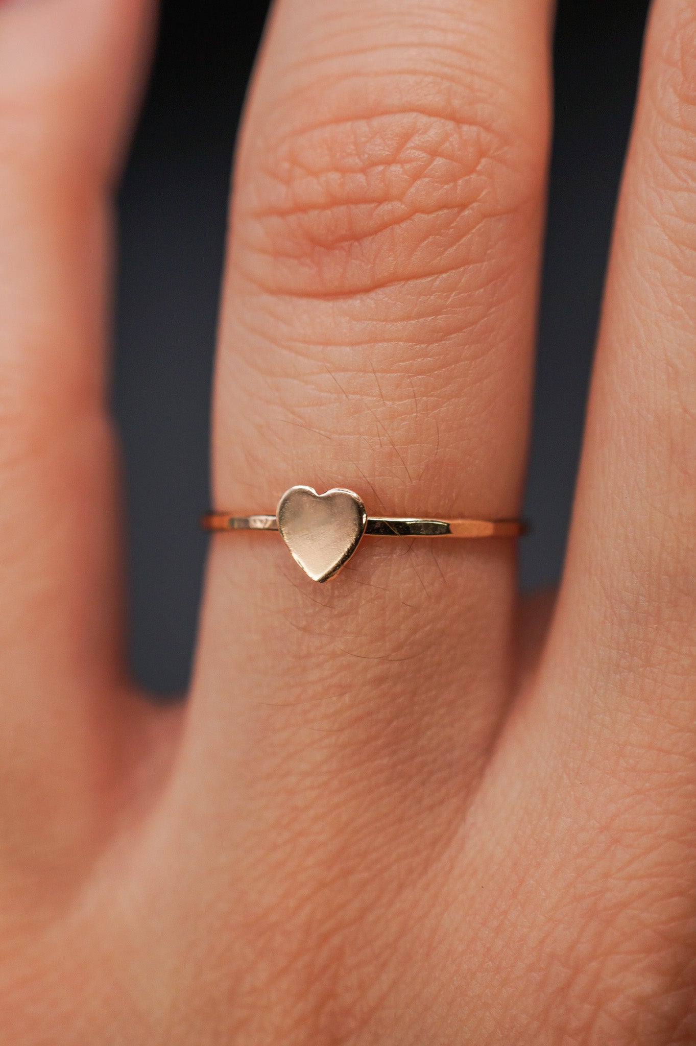 Textured Heart Set of 3 Stacking Rings, Gold Fill