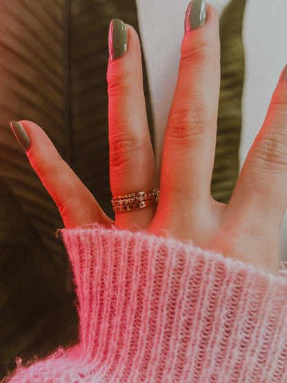 Dot & Mini Bead Mixed Textured Set of 3 Stacking Rings, Gold Fill, Rose Gold Fill or Sterling Silver