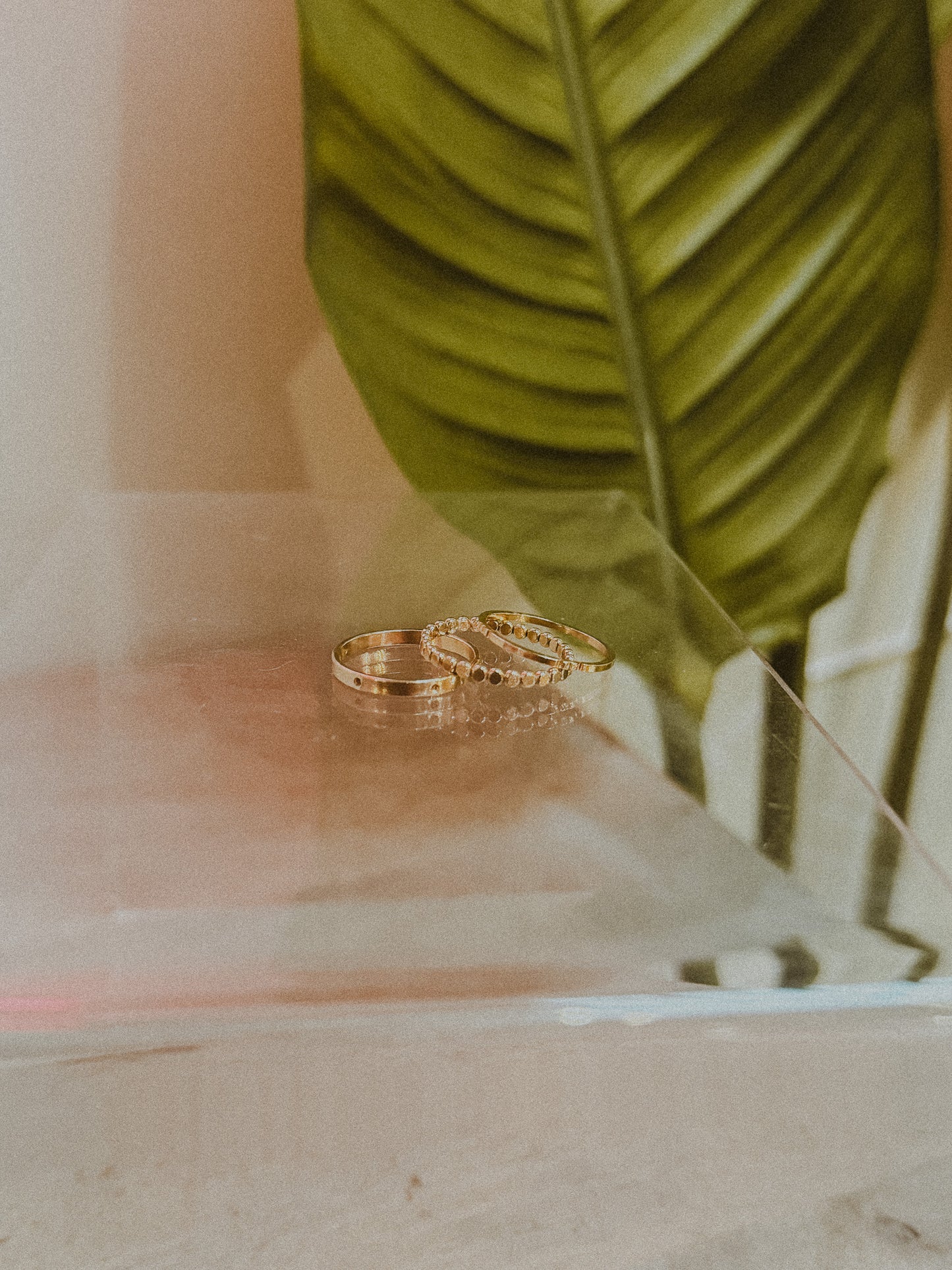 Dot & Mini Bead Mixed Textured Set of 3 Stacking Rings, Gold Fill or Rose Gold Fill