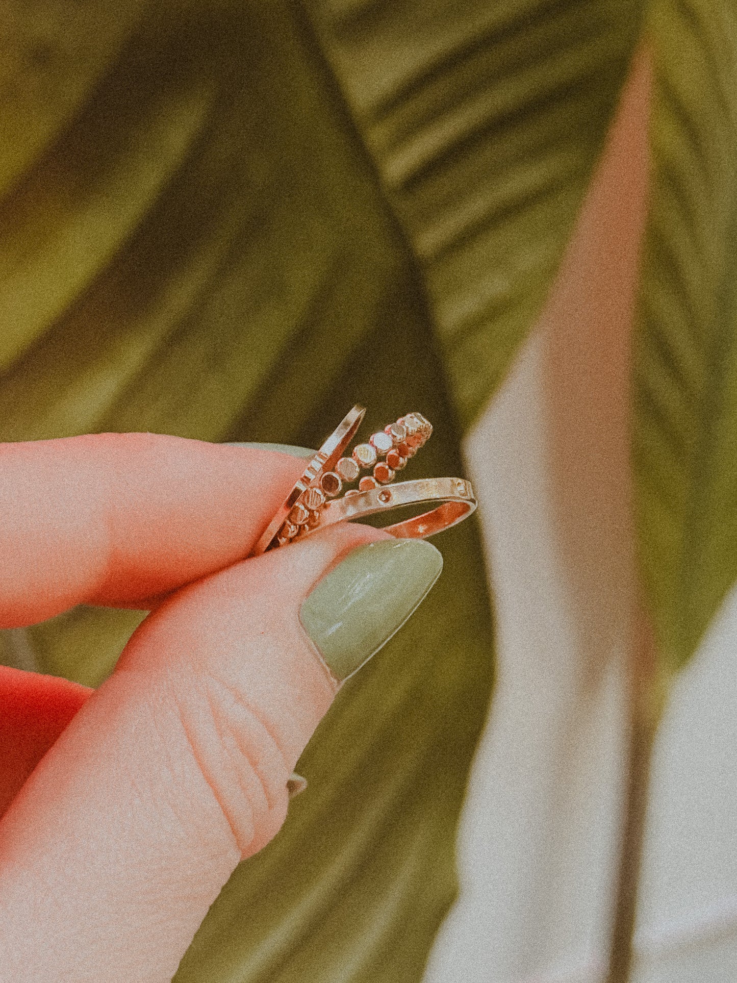 Dot & Mini Bead Mixed Textured Set of 3 Stacking Rings, Gold Fill, Rose Gold Fill or Sterling Silver