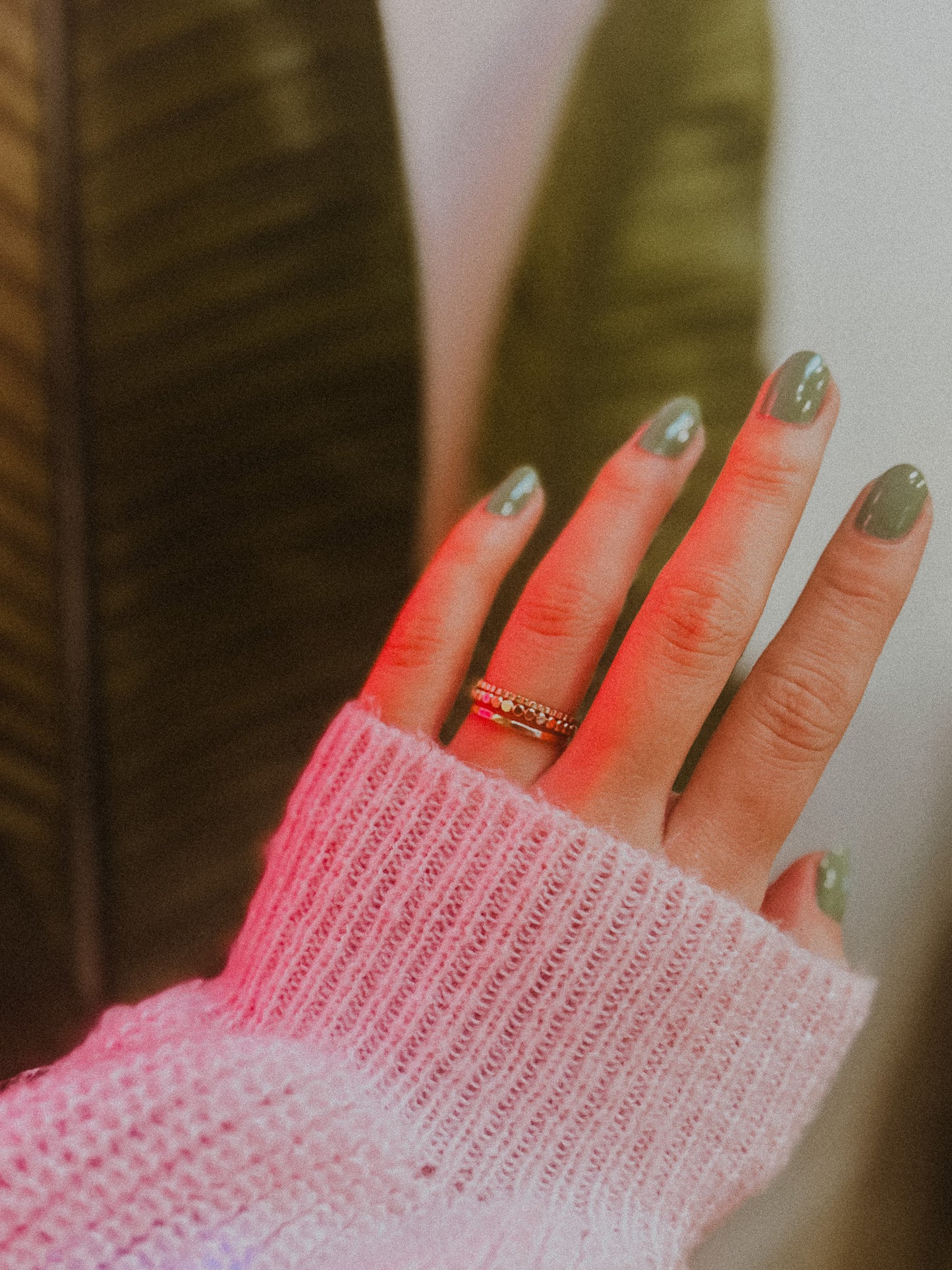 Mini Bead Half Lined Set of 3 Stacking Rings, Gold Fill, Rose Gold Fill or Sterling Silver