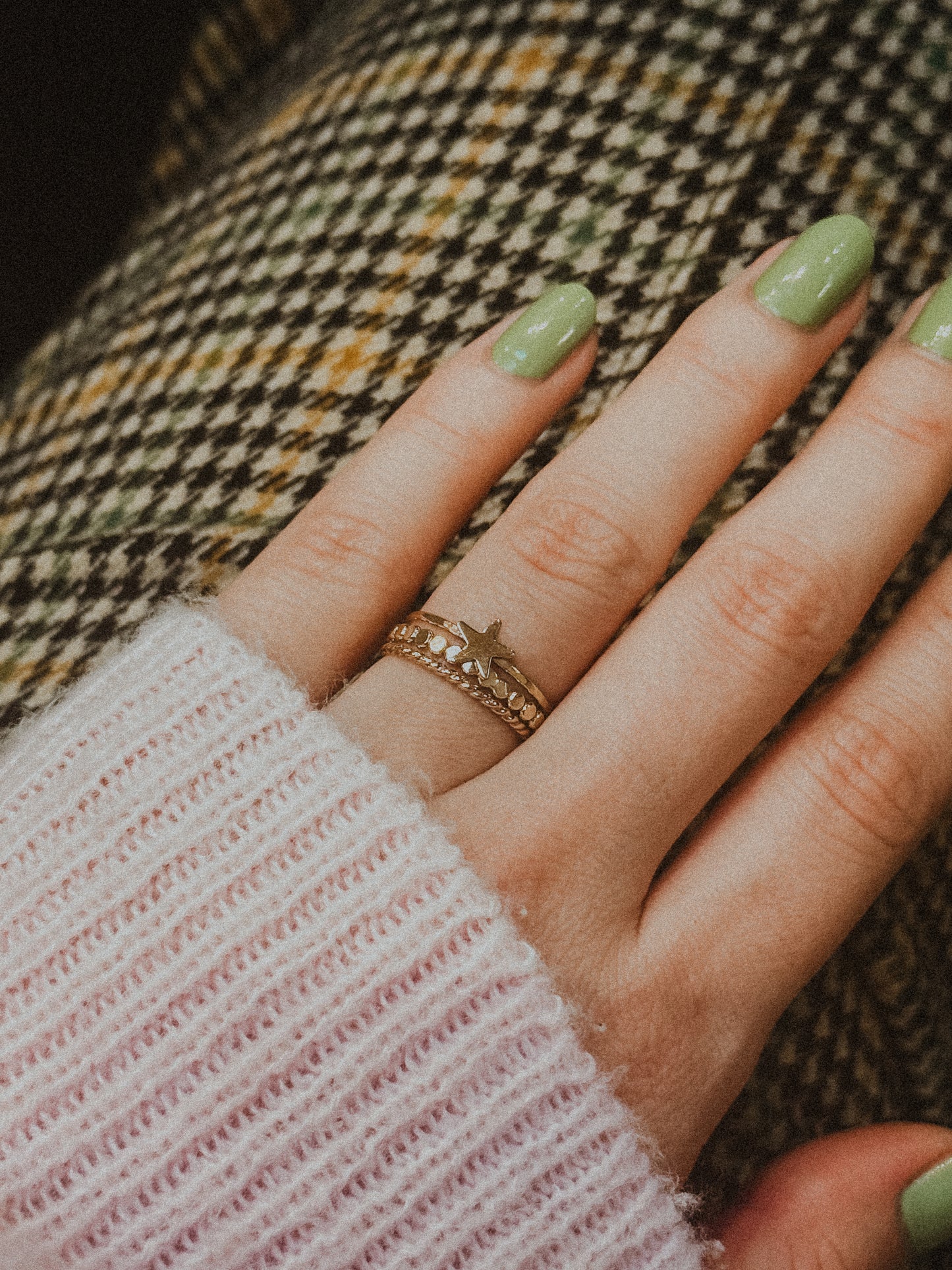 Western Mini Bead Textured Set of 3 Stacking Rings, Gold Fill, Rose Gold Fill or Sterling Silver