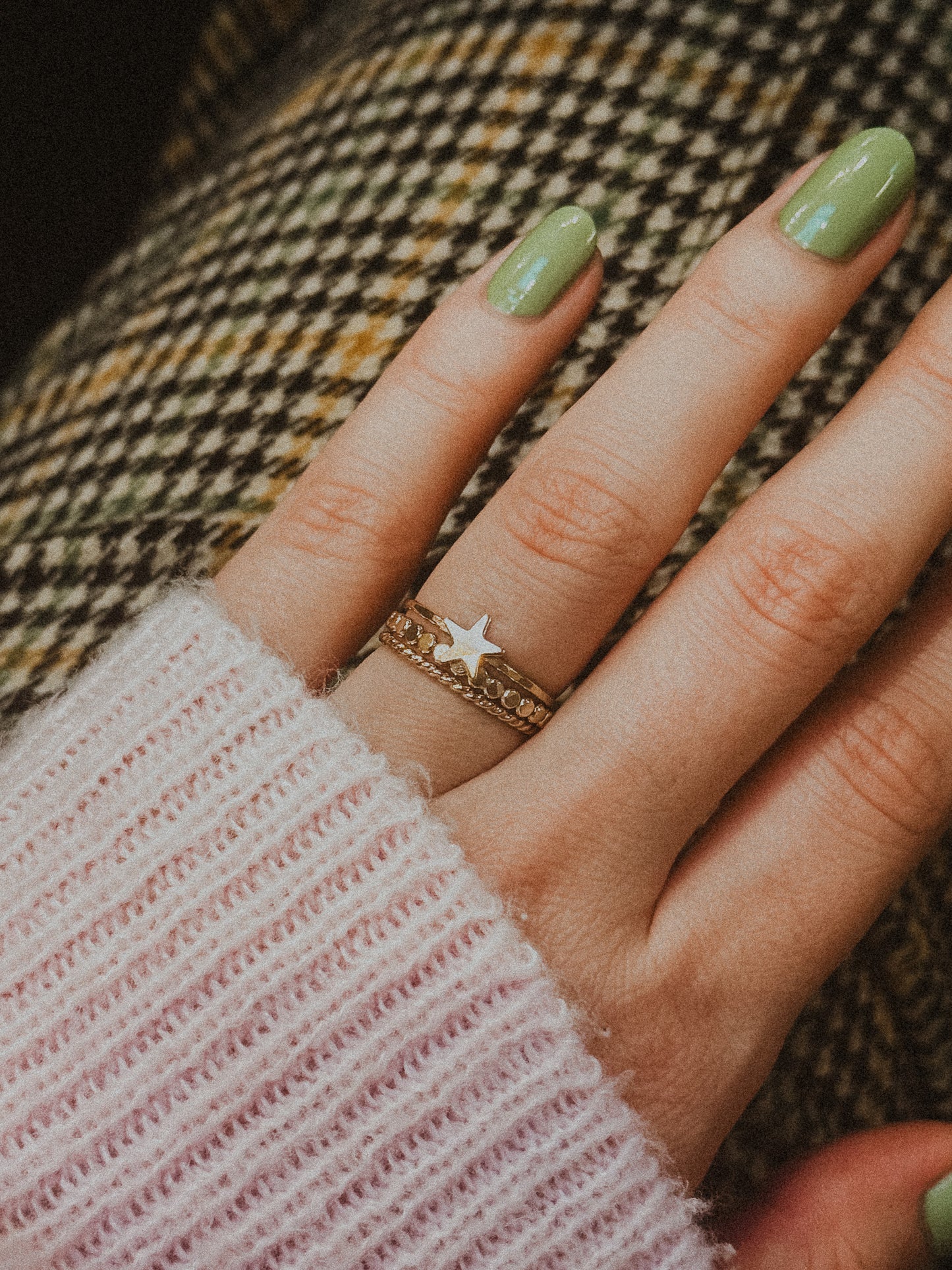 Western Mini Bead Textured Set of 3 Stacking Rings, Gold Fill, Rose Gold Fill or Sterling Silver