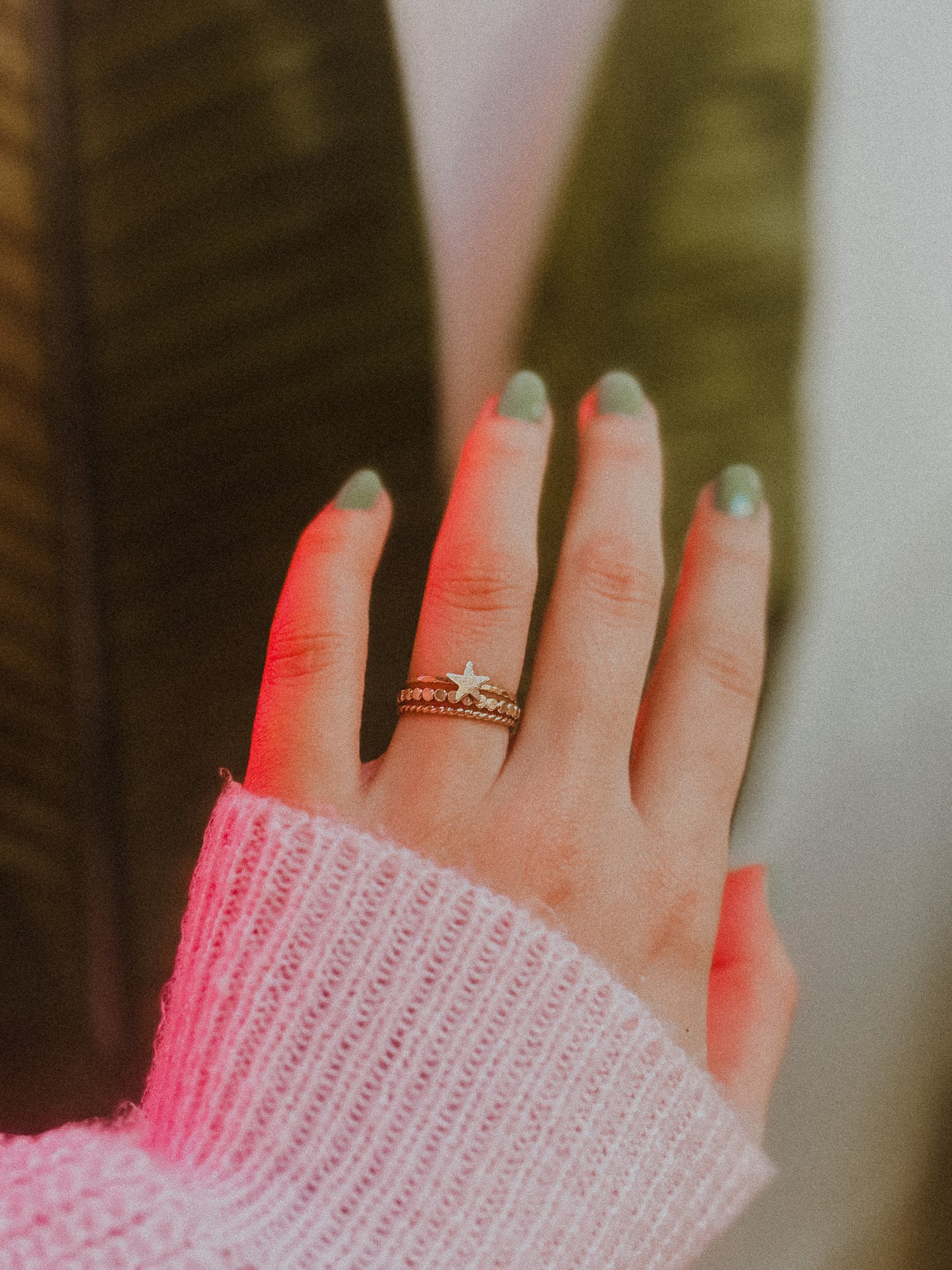 Western Mini Bead Textured Set of 3 Stacking Rings, Gold Fill, Rose Gold Fill or Sterling Silver