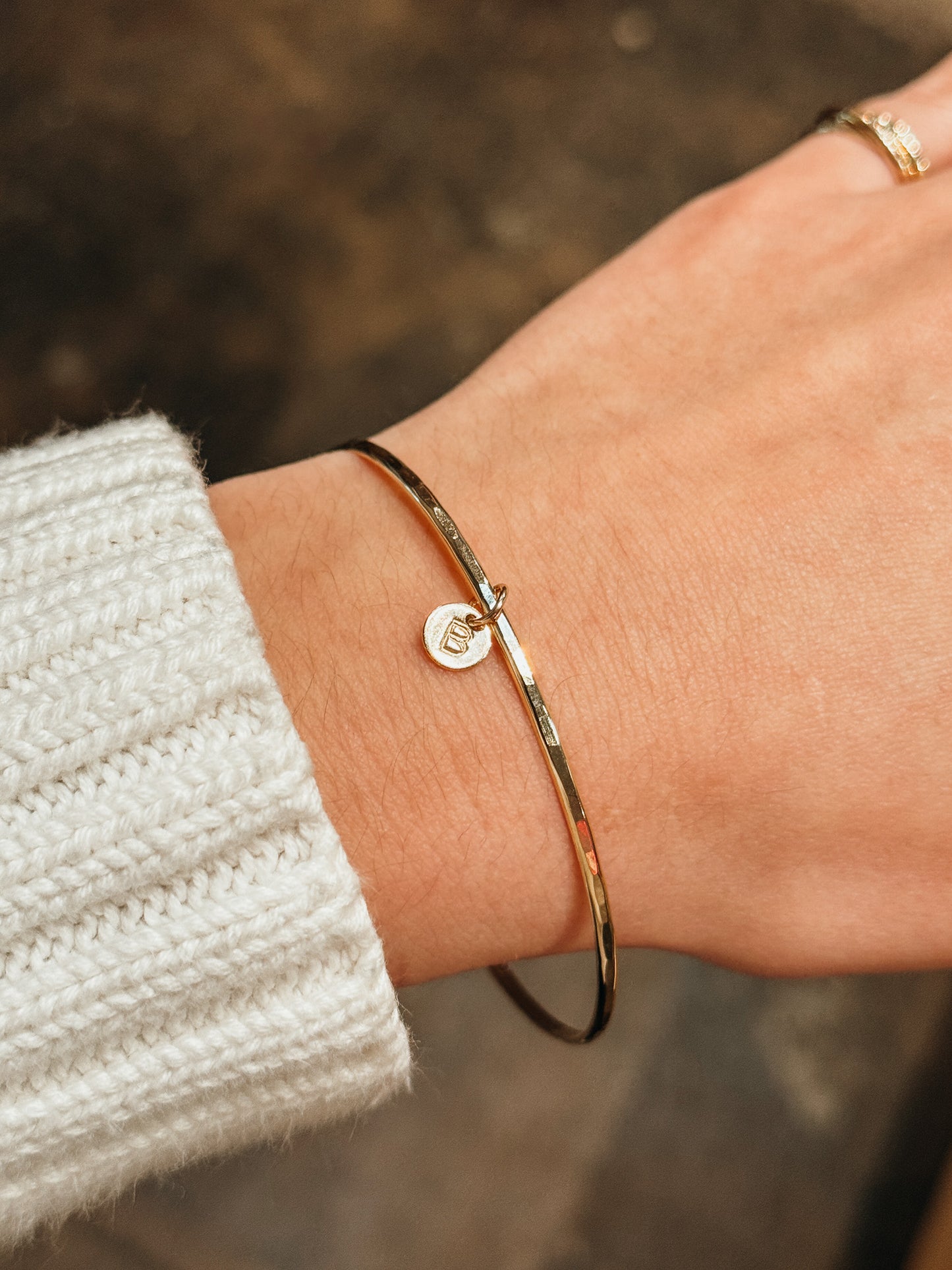 Tiny Monogram & Bangle Set, 14K Gold Fill