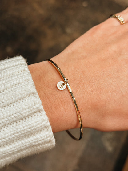 Tiny Monogram & Bangle Set, 14K Gold Fill