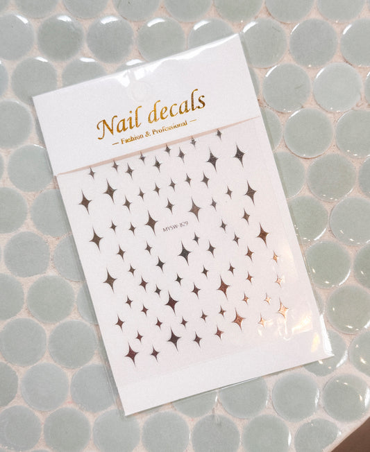 Silver Star Nail Decals