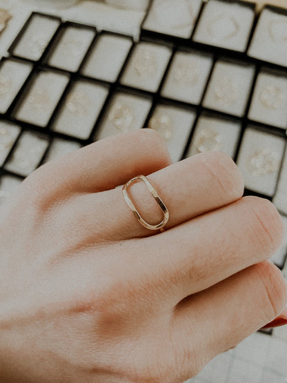 Stadium Ring, Solid 14K Gold