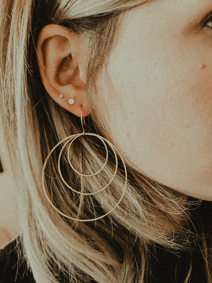 Triple Hoop Earrings, Gold Fill, Rose Gold Fill or Sterling Silver