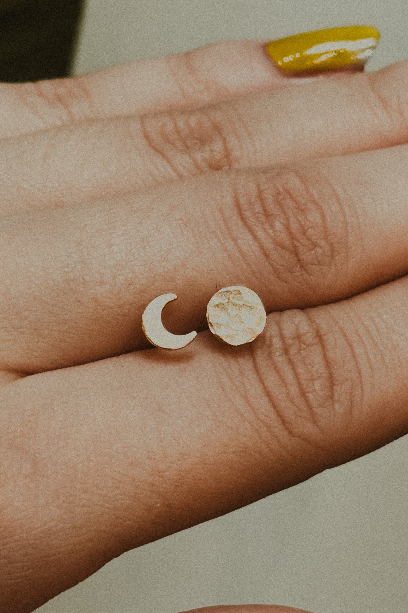 Moon Phase Stud Earrings Set of 2