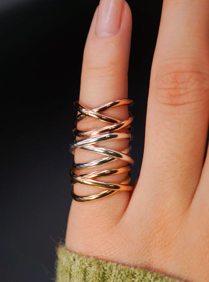 Infinity Spiral Ring, Solid 14K Rose Gold