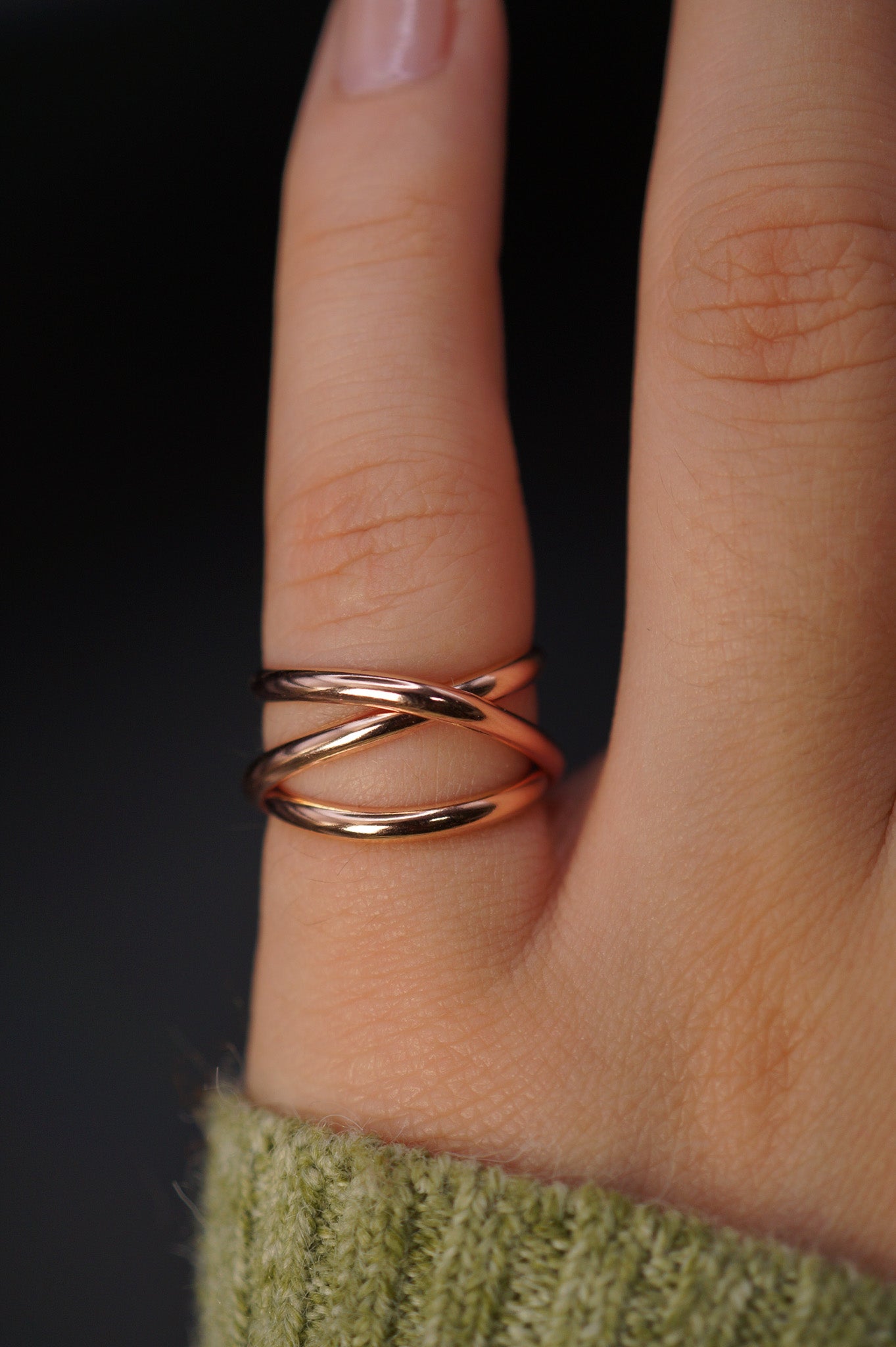 Infinity Spiral Ring, Solid 14K Rose Gold