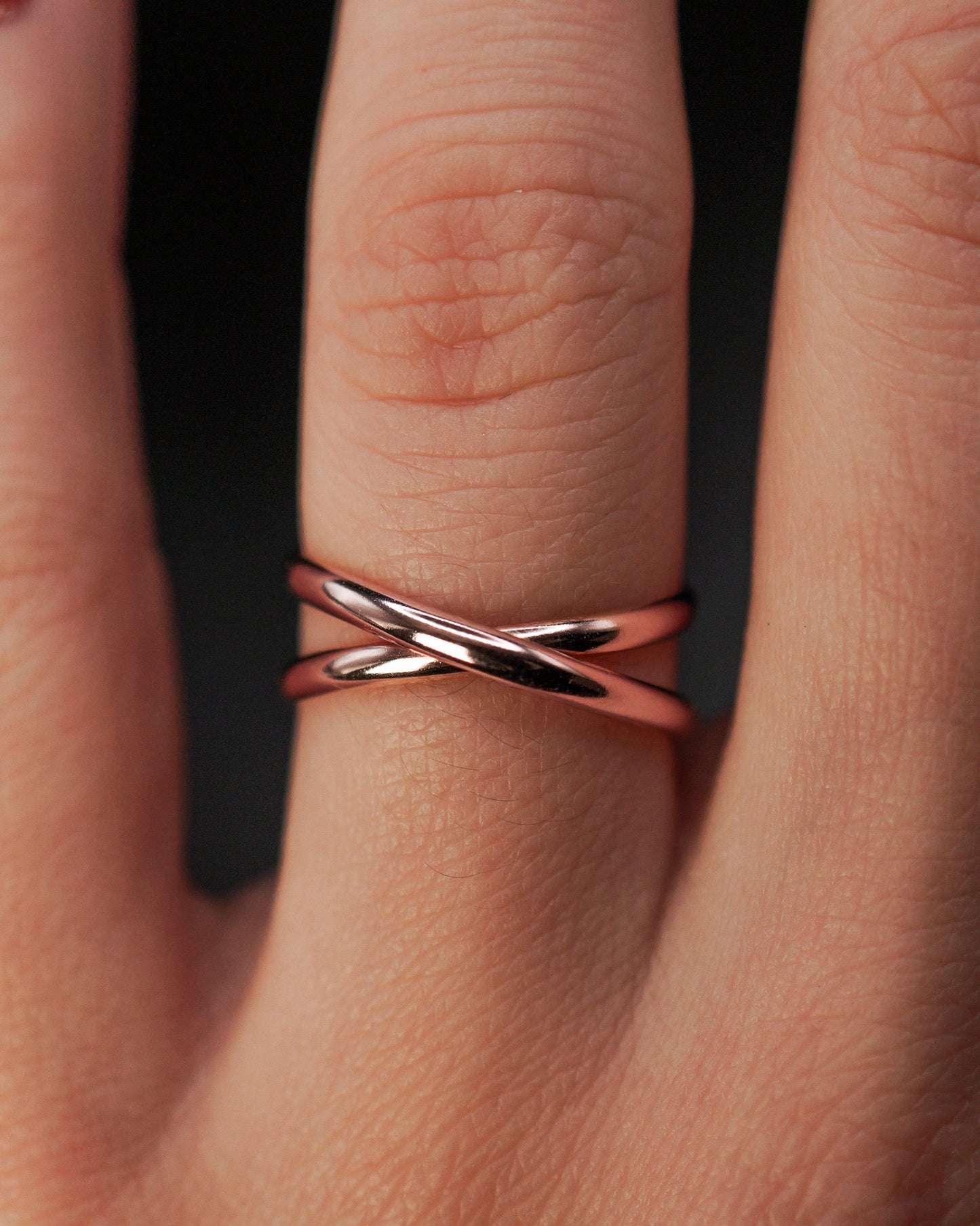 Infinity X-Ring, Solid 14K Rose Gold