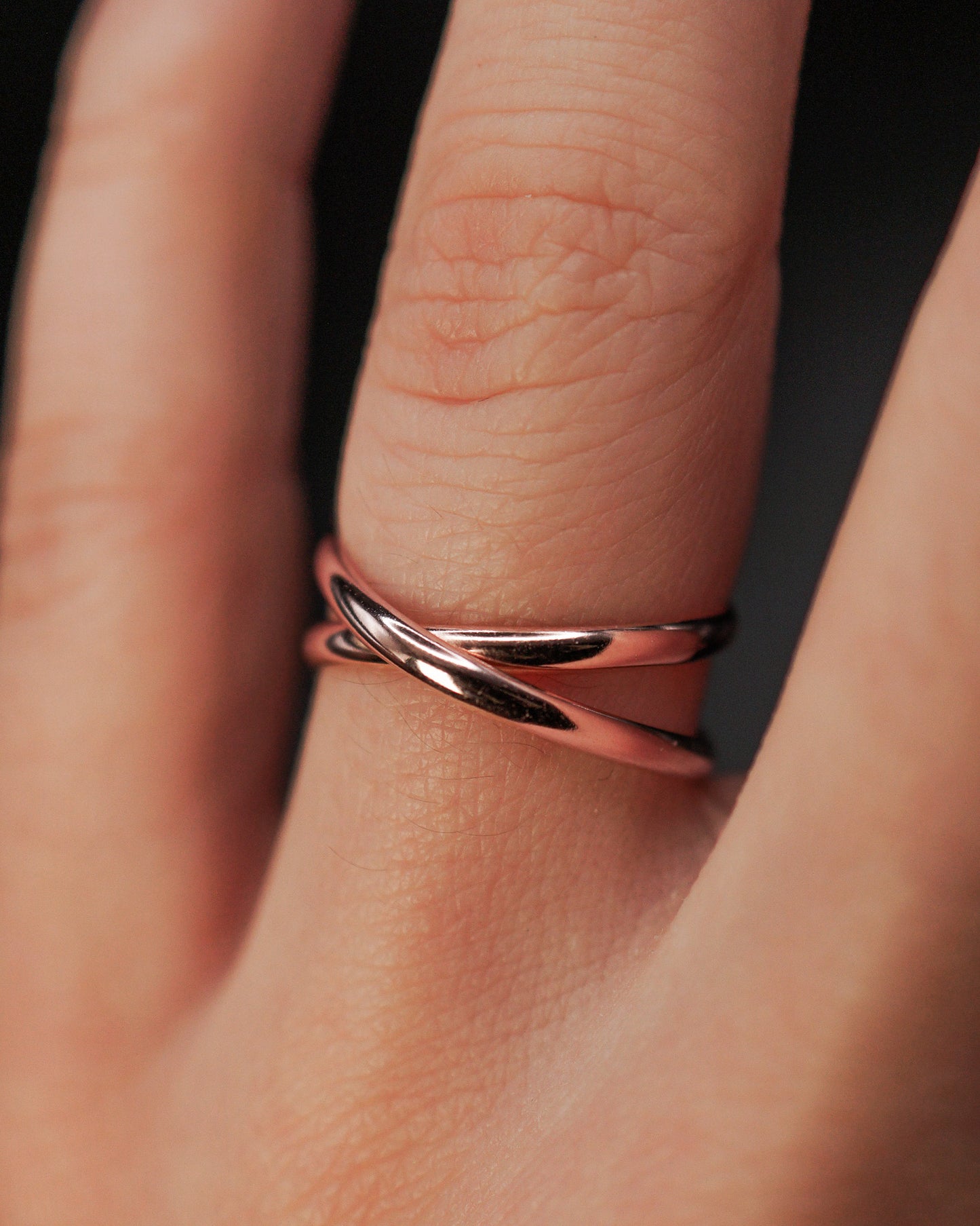 Infinity X-Ring, Solid 14K Rose Gold