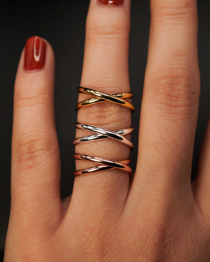 Infinity X-Ring, Solid 14K Rose Gold