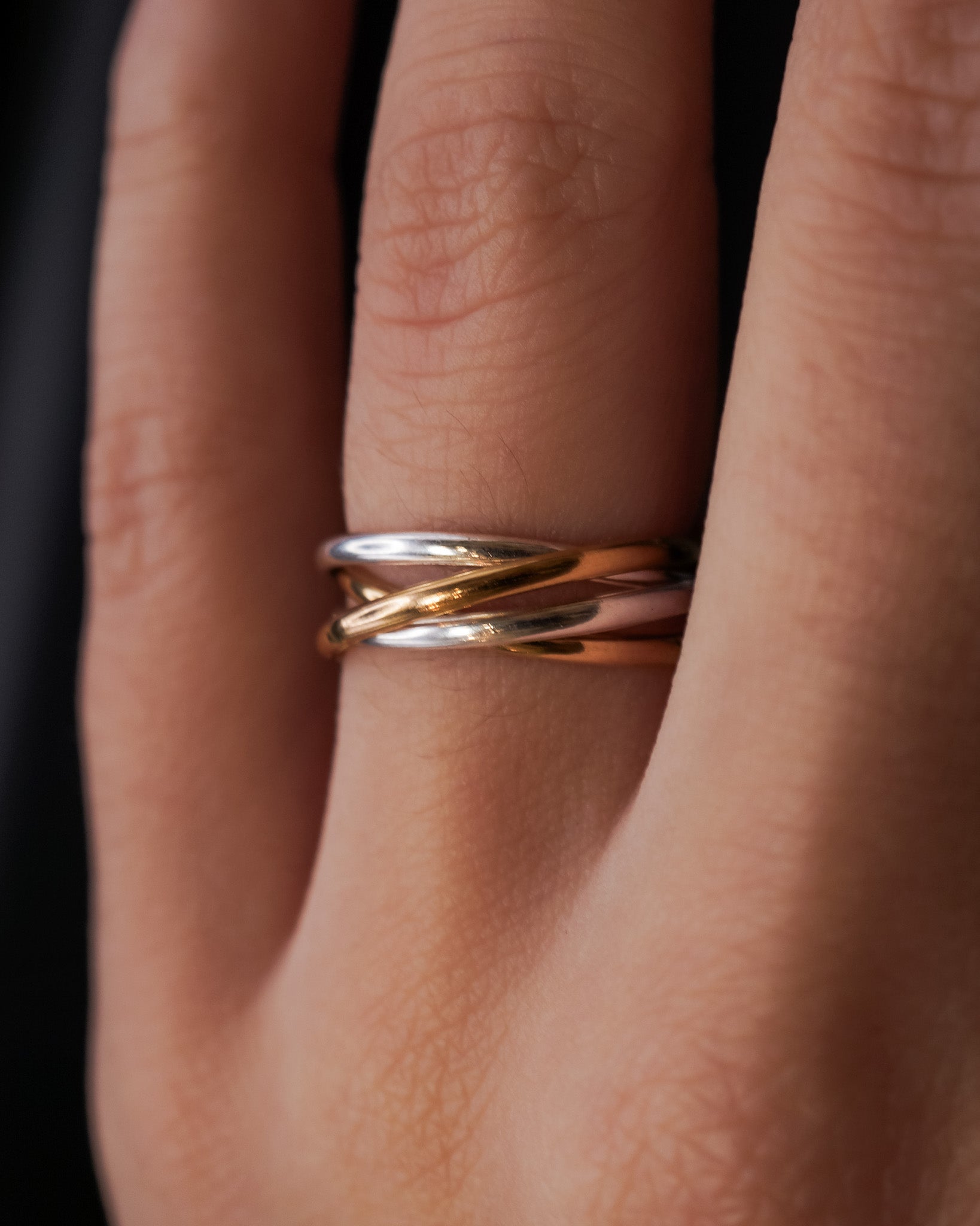 Thin Interlocking Set of 4 Rings, Mixed Metals – Hannah Naomi Jewelry