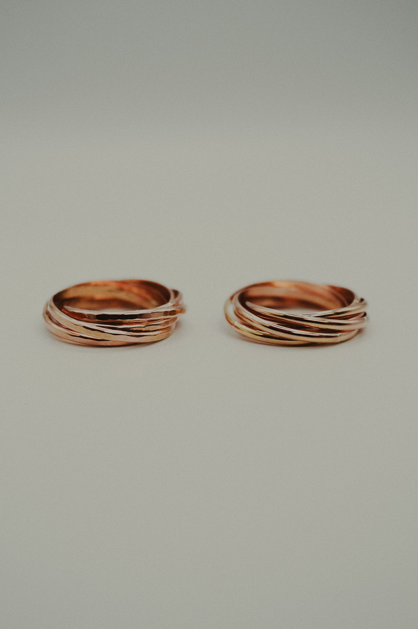 Thin Interlocking Set of 6 Rings, 14K Rose Gold Fill