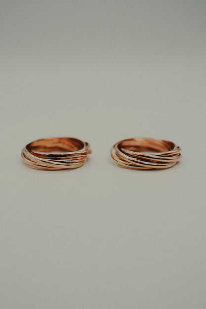 Thin Interlocking Set of 6 Rings, 14K Rose Gold Fill