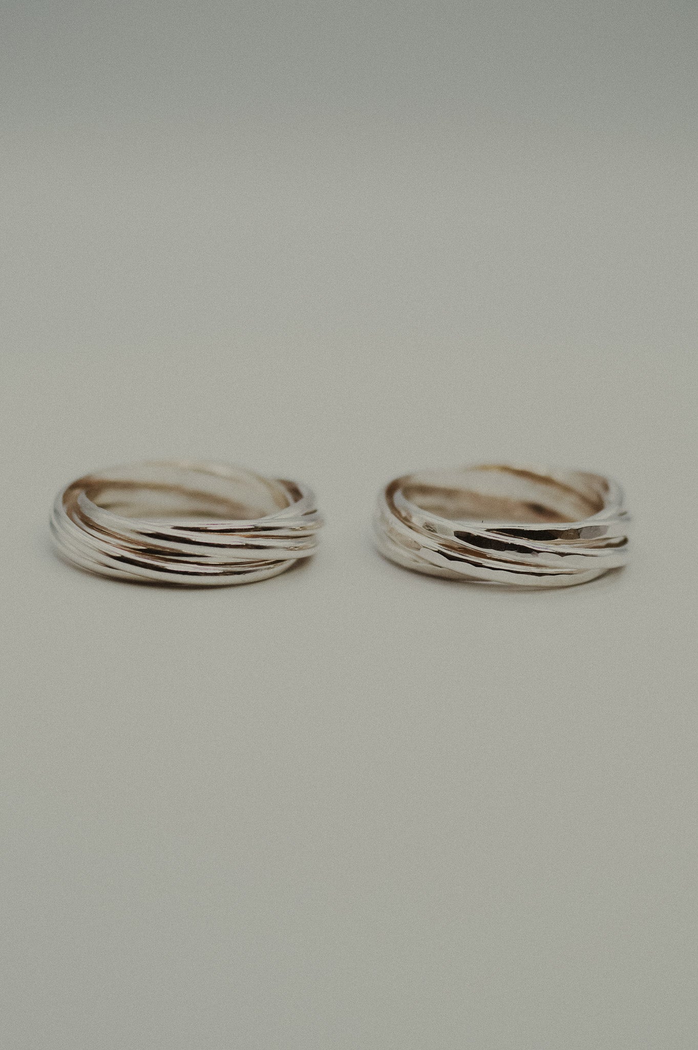 Thin Interlocking Set of 6 Rings, Sterling Silver