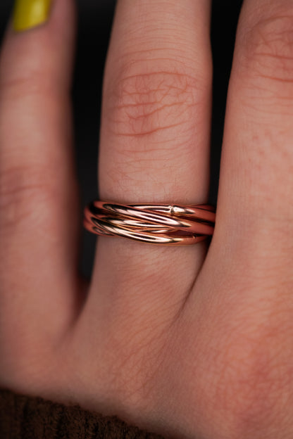 Thin Interlocking Set of 6 Rings, 14K Rose Gold Fill