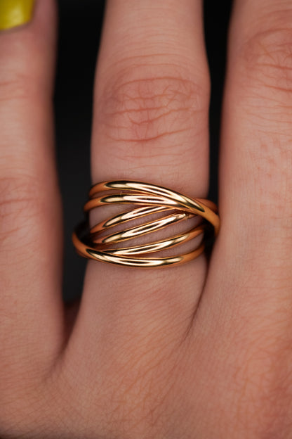 Thin Interlocking Set of 6 Rings, 14K Gold Fill