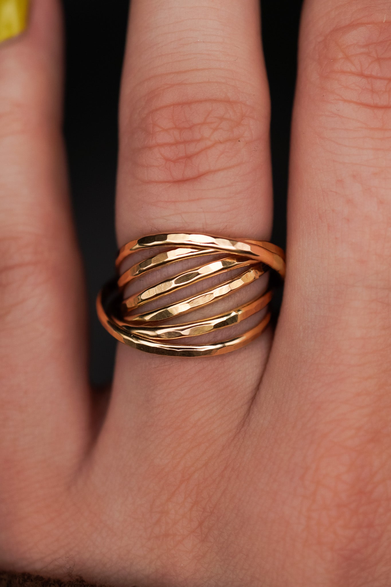 Thin Interlocking Set of 6 Rings, 14K Gold Fill