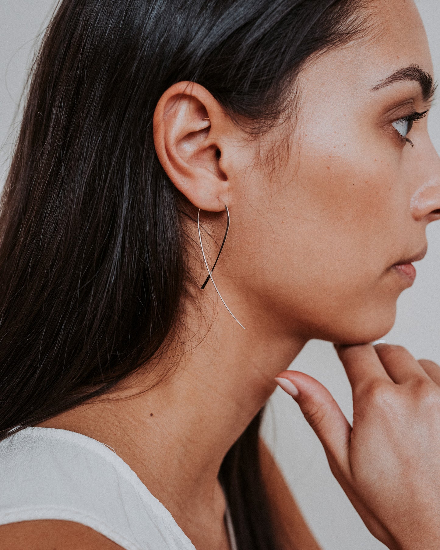 Ribbon Threader Hoop Earrings, Gold Fill, Rose Gold Fill, or Sterling Silver