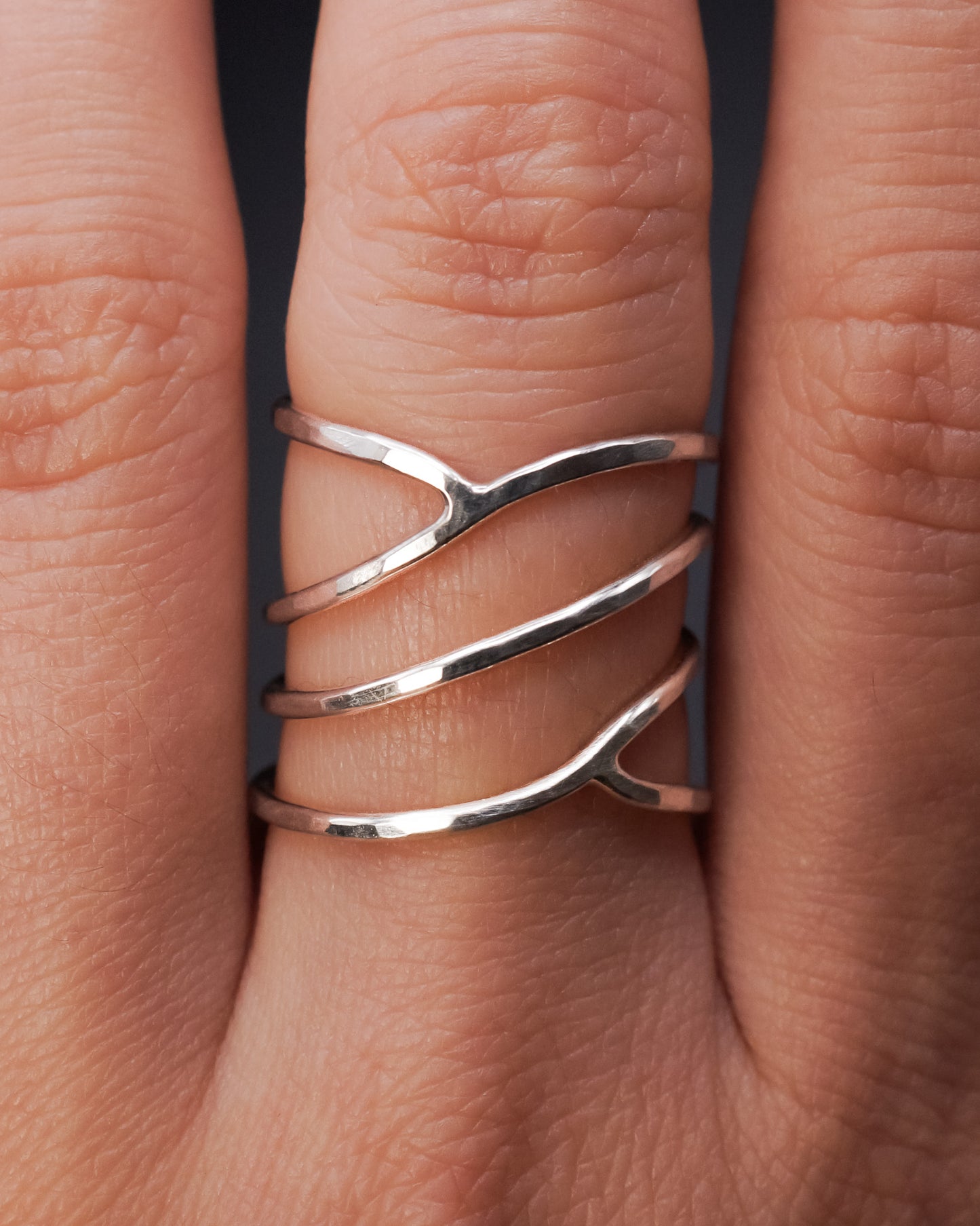 Curved Wraparound Ring, Sterling Silver