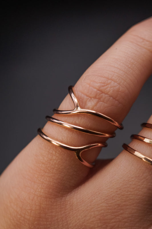 Curved Wraparound Ring, 14K Rose Gold Fill