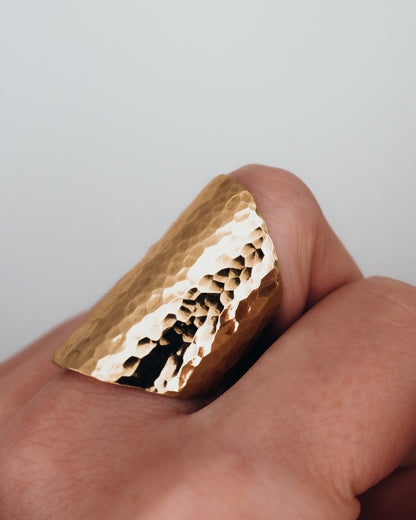 Large Shield Ring, 14K Gold Fill