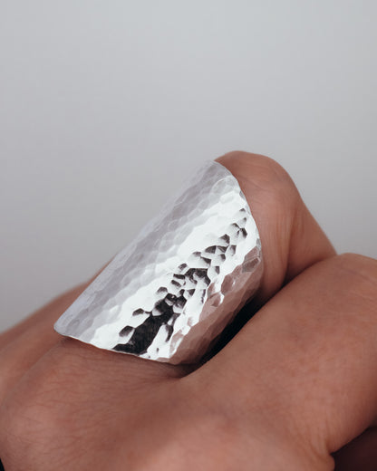 Large Shield Ring, Sterling Silver