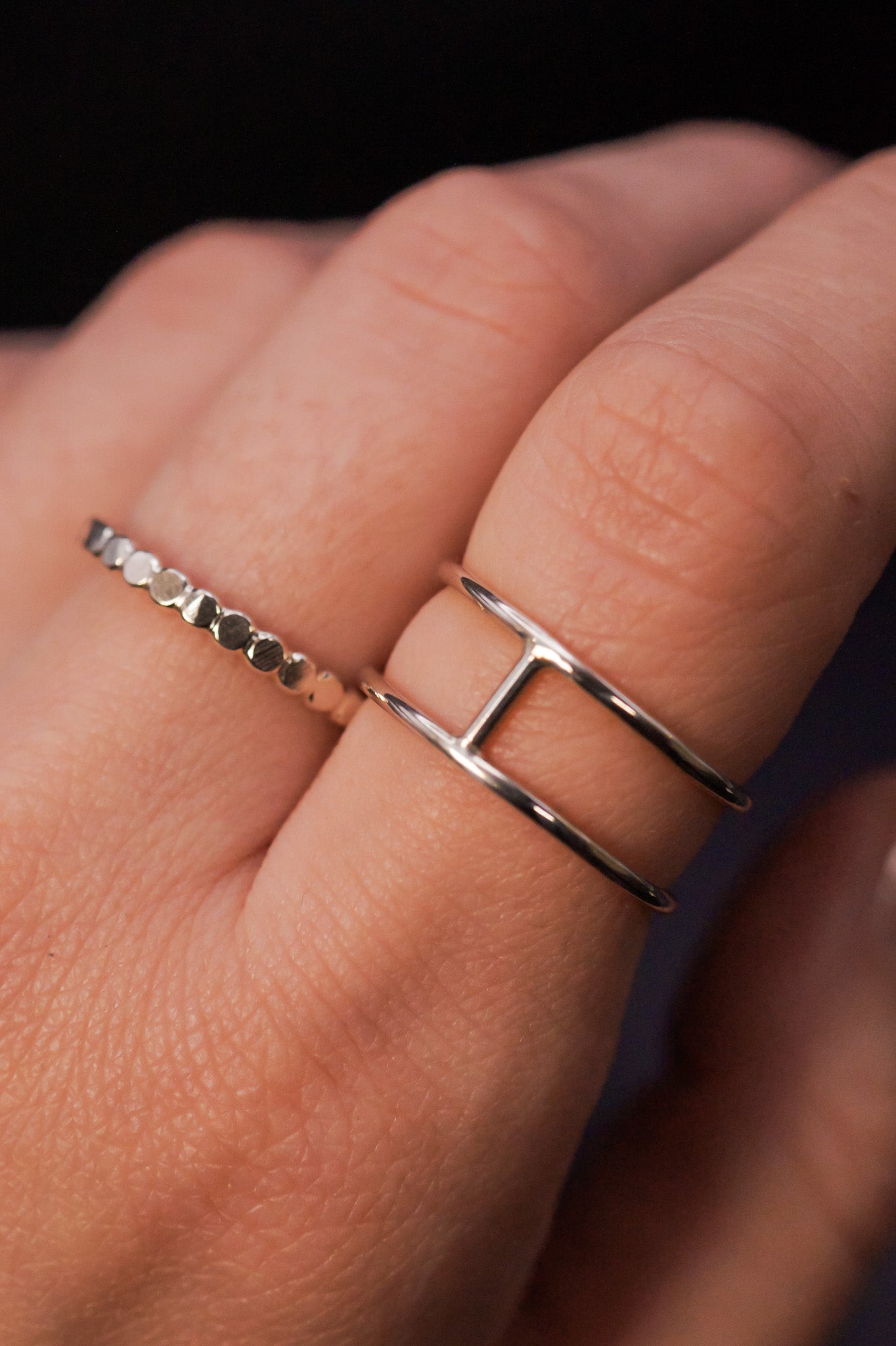 Mini Cage Set of 2 Stacking Rings, Gold Fill, Rose Gold Fill or Sterling Silver